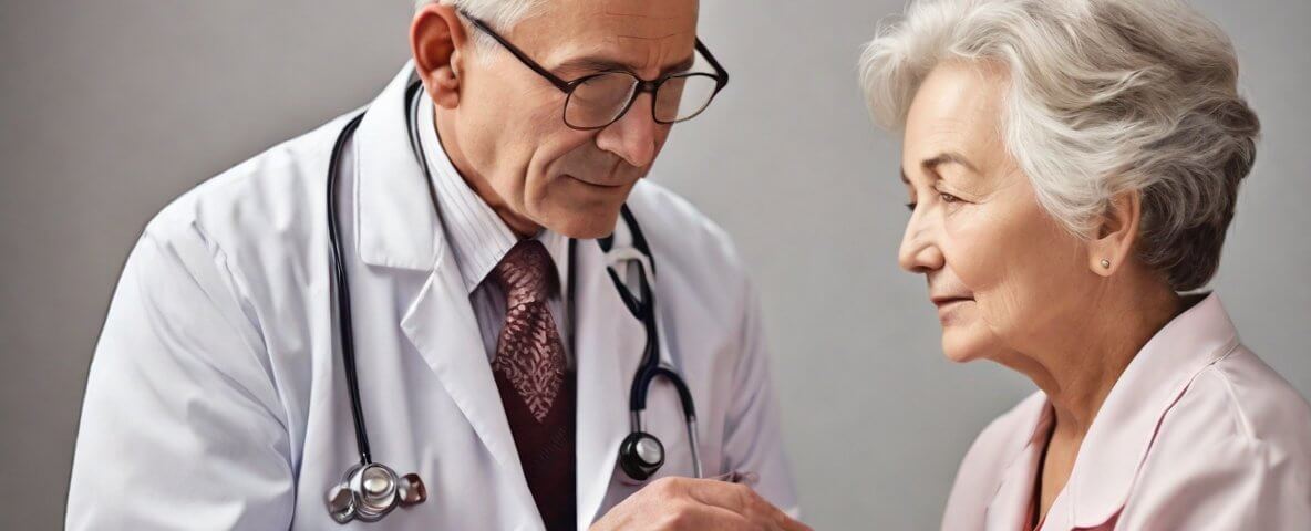 Default doctor treats elderly patient with white background 0